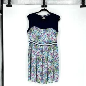 Guess Women's Navy and Multicolor Abstract Floral Mini Dress - Size XXL